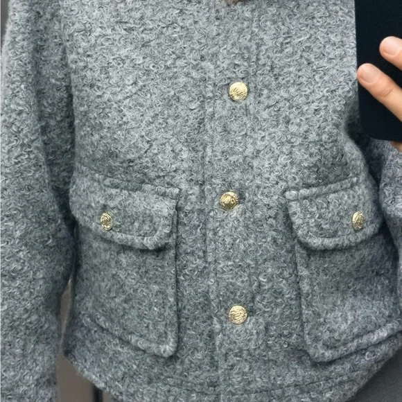 Zara Gray Blazer Jacket - Picture 2 of 9